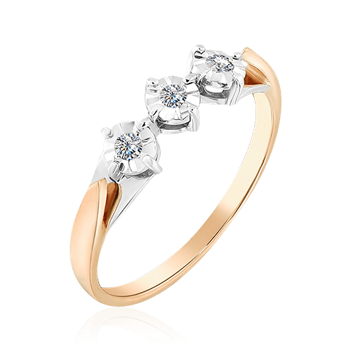 Кольцо с бриллиантами из комбинированного золота 585, фото № 1