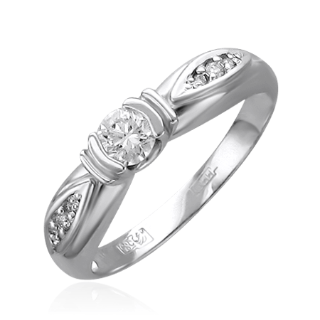 Кольцо с бриллиантами из белого золота 585, фото № 1