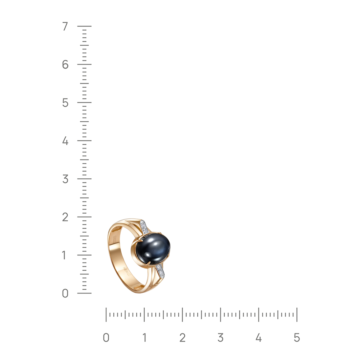 Кольцо с сапфиром, бриллиантами из красного золота 585 пробы, фото № 2