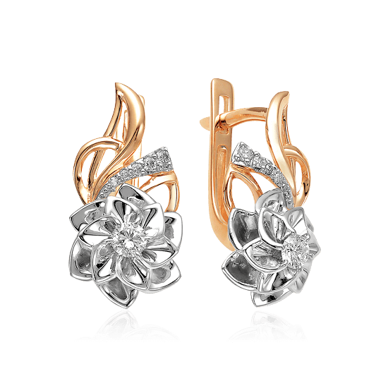 Серьги с бриллиантами из красного золота 585 пробы (арт. 42359)