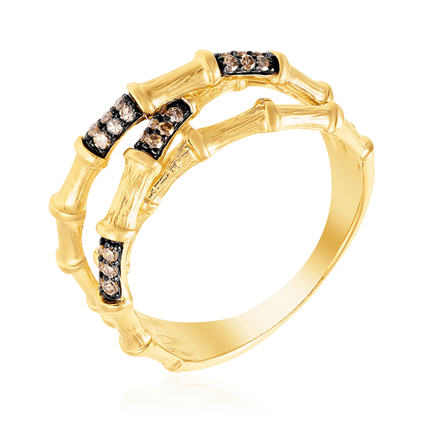Кольцо Бамбук с бриллиантами из желтого золота 585, фото № 1