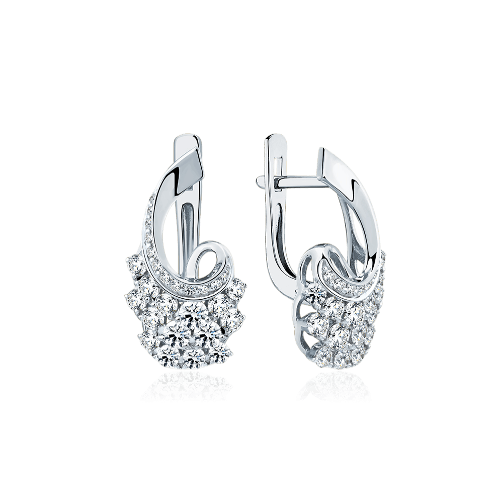 Серьги с бриллиантами из белого золота 585 пробы (арт. 128555)