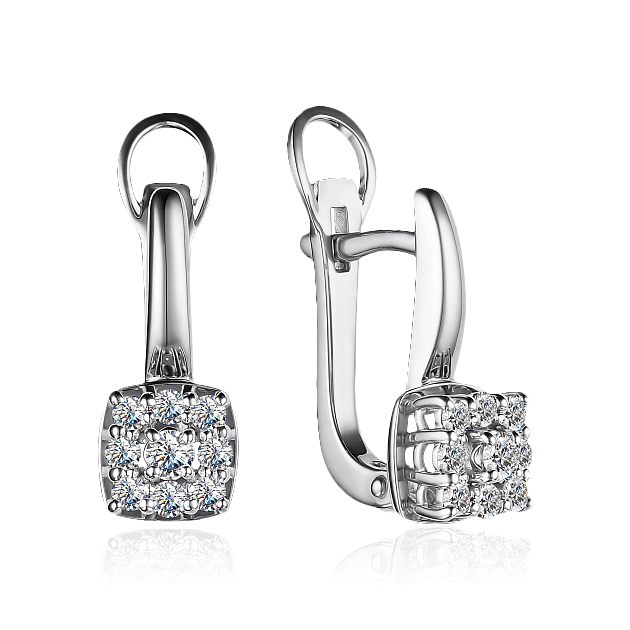 Серьги с бриллиантами из белого золота 585 пробы, фото № 1