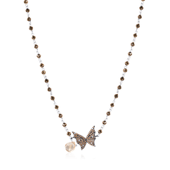 Колье с шпинелью, кварцем, фианитами из серебра 925 пробы (арт. 50910)