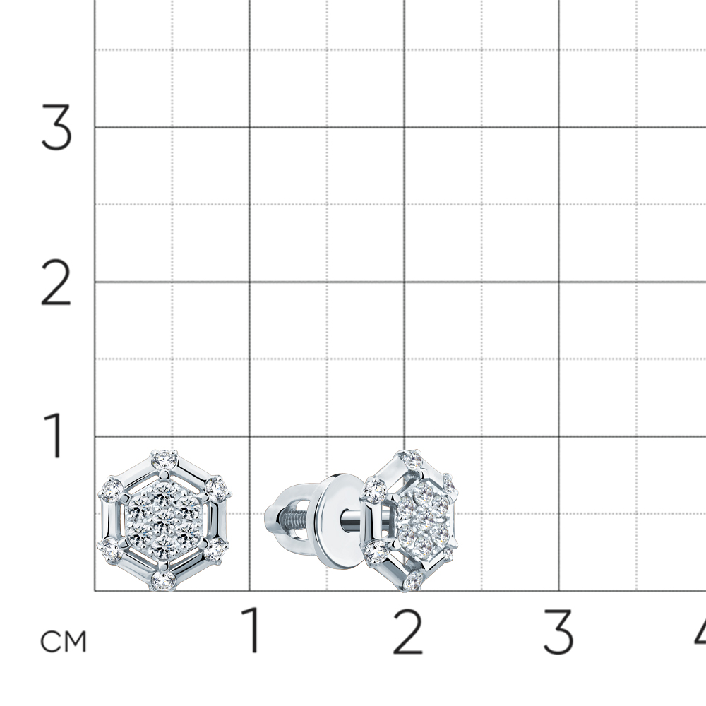 Серьги с бриллиантами из белого золота 585 пробы, фото № 2