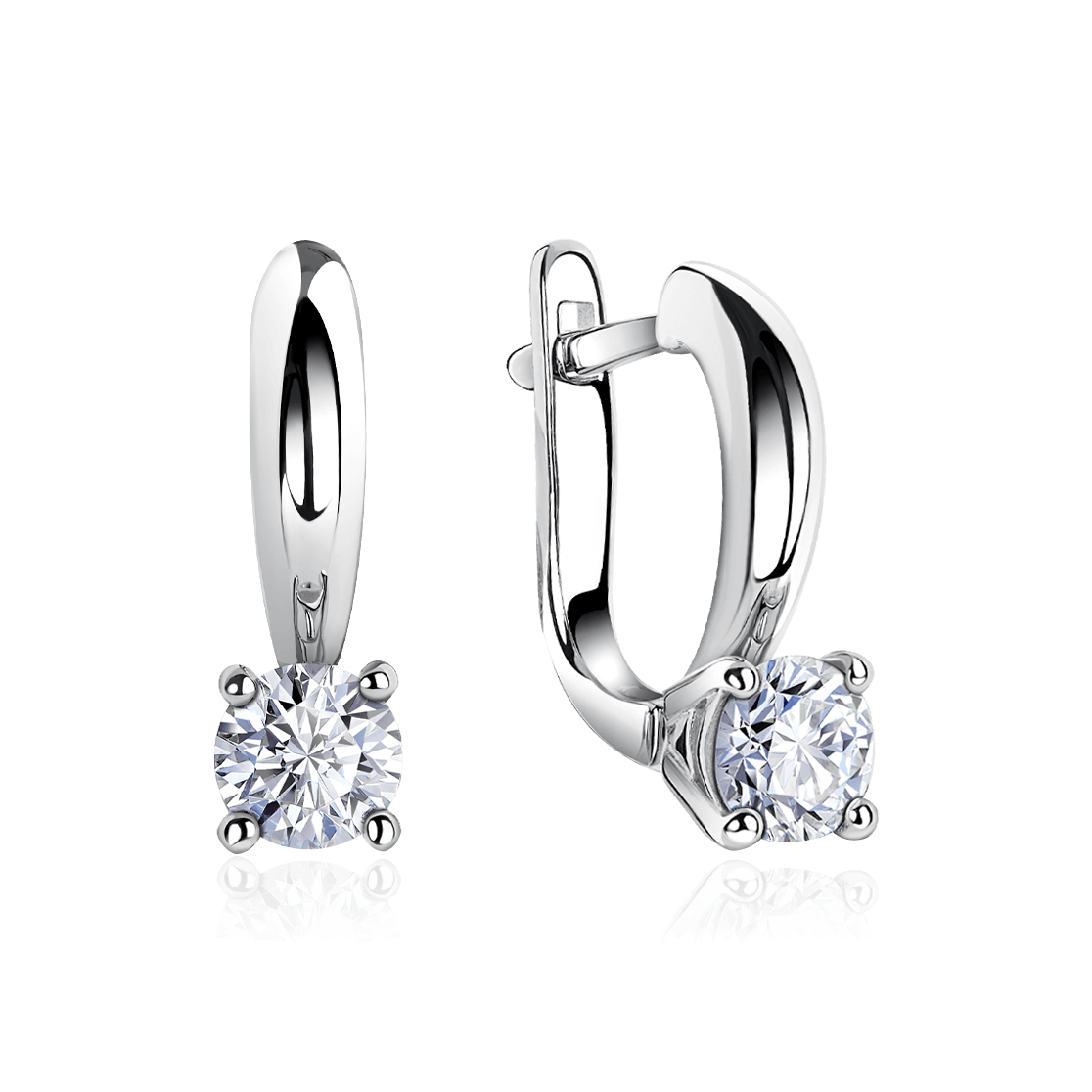 Серьги с бриллиантами из белого золота 585 пробы, фото № 1