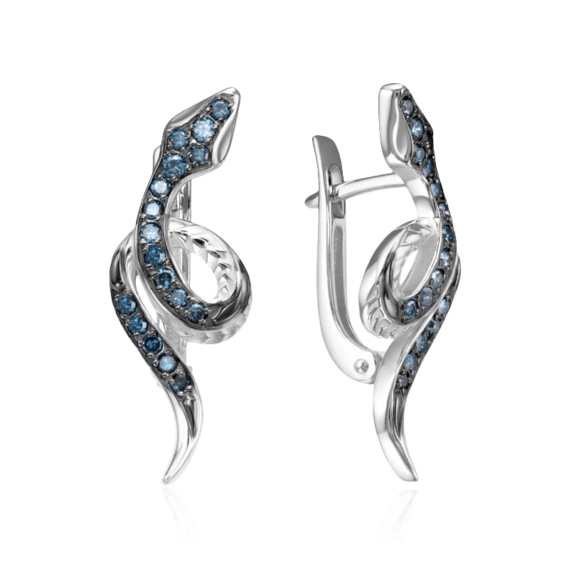 Серьги с бриллиантами из белого золота 585 пробы (арт. 123851)
