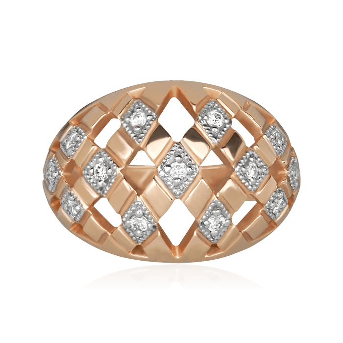 Кольцо с бриллиантами из красного золота 585 (арт. 75466)
