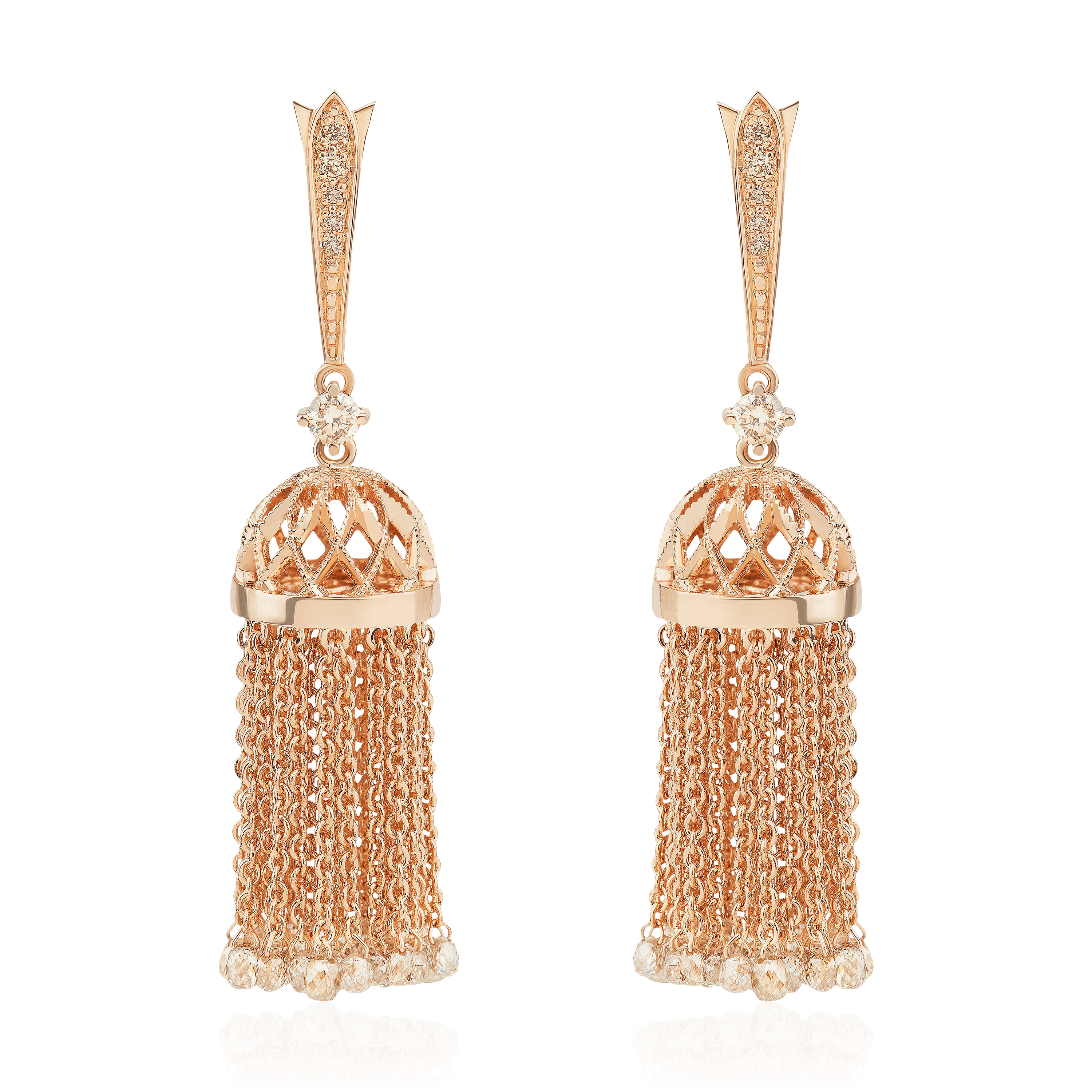 Серьги Кисти с бриллиантами из красного золота 585 пробы (арт. 99196)