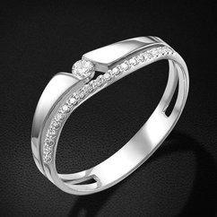 Кольцо с бриллиантами из белого золота 585 пробы из коллекции Trendy (арт. 43240)