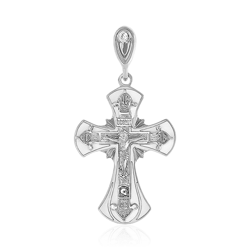 Крест с бриллиантами из белого золота 585 пробы (арт. 77037)
