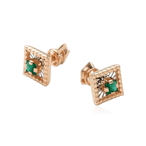 Серьги с изумрудом из красного золота 585 пробы (арт. 130108)