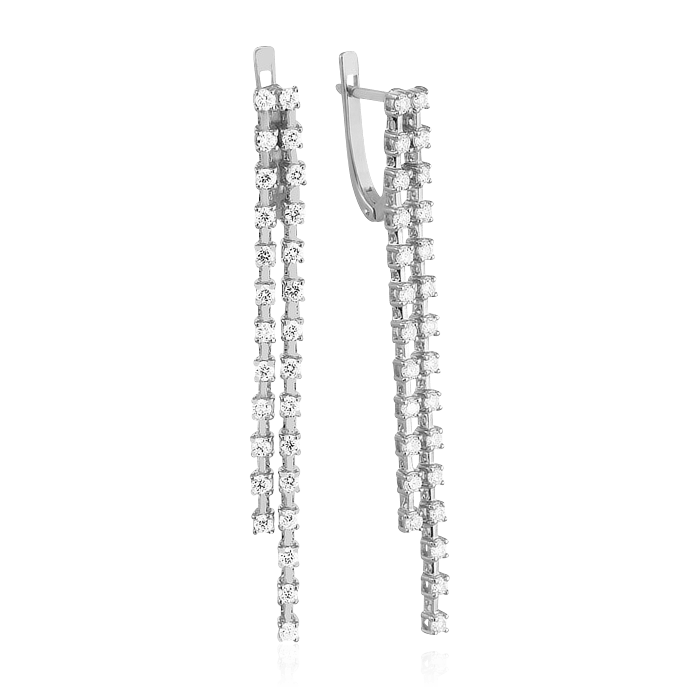 Серьги с бриллиантами из белого золота 585 пробы, фото № 1