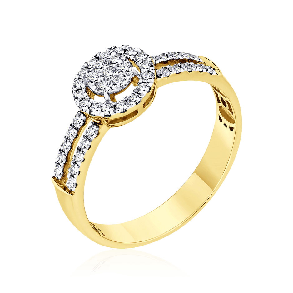 Кольцо с бриллиантами из желтого золота 585 пробы (арт. 103426)