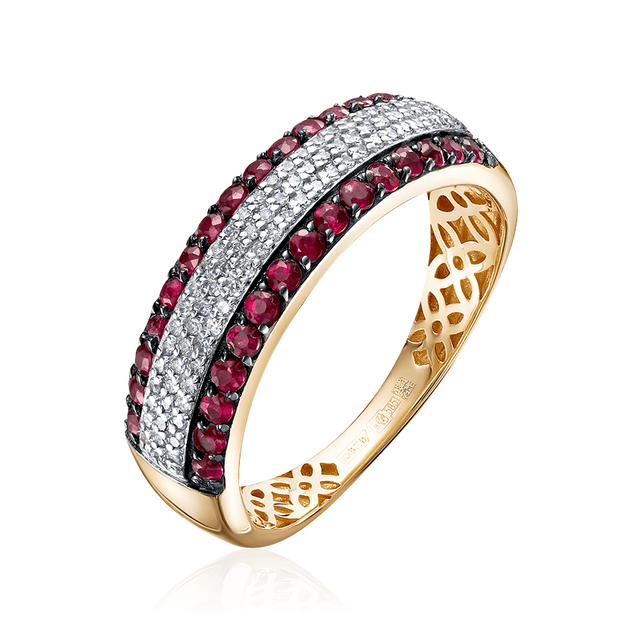 Кольцо с рубином, бриллиантами из красного золота 585 пробы (арт. 104851)