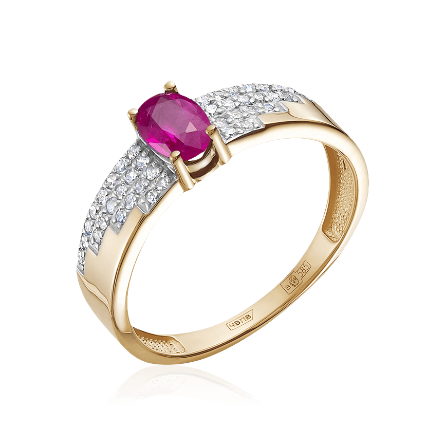 Кольцо с рубином, бриллиантами из красного золота 585 пробы (арт. 101224)