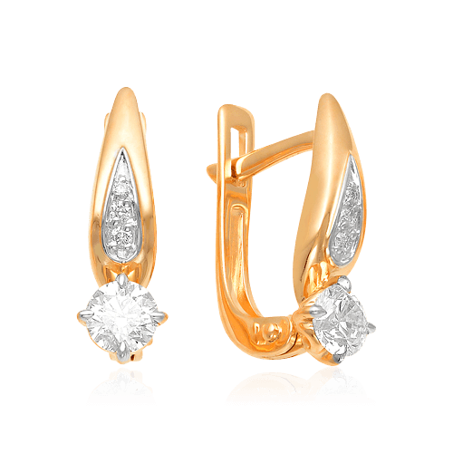 Серьги с бриллиантами из красного золота 585 пробы, фото № 1