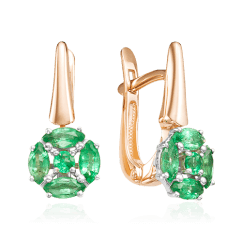 Серьги с изумрудом из красного золота 585 пробы (арт. 59076)