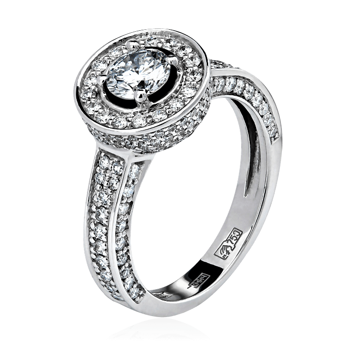Кольцо с бриллиантами из белого золота 750, фото № 1