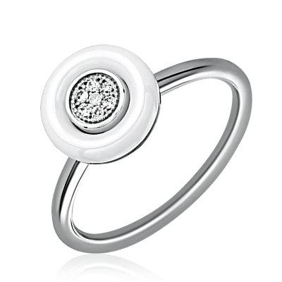 Кольцо с бриллиантами из белого золота 585 пробы (арт. 48706)