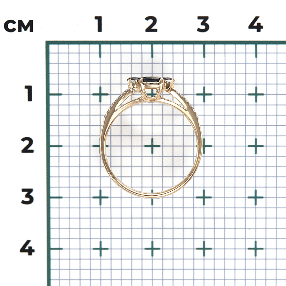 Кольцо с сапфиром, бриллиантами из красного золота 585 пробы, фото № 3