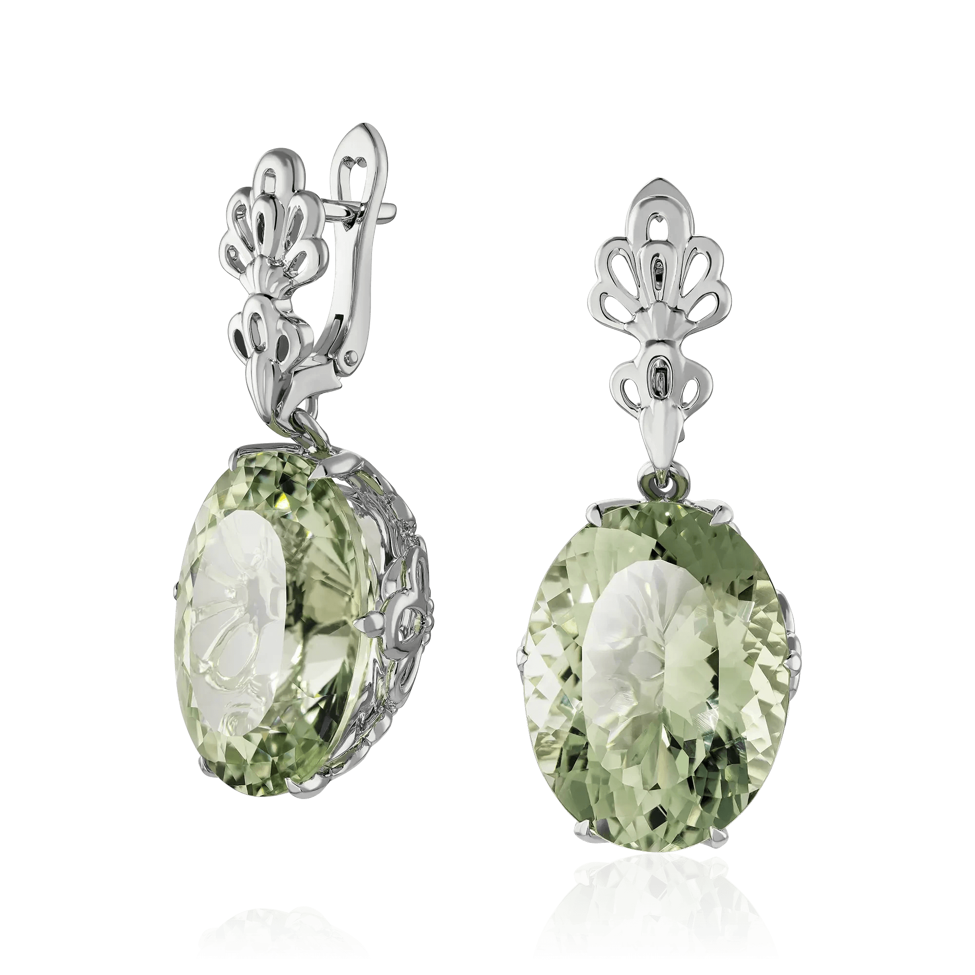 Серьги с кварцем из белого золота 585 пробы (арт. 127202)