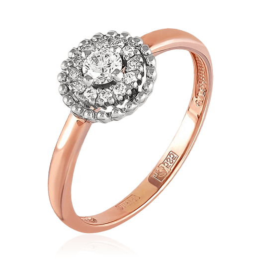 Кольцо с бриллиантами из красного золота 585 (арт. 76882)