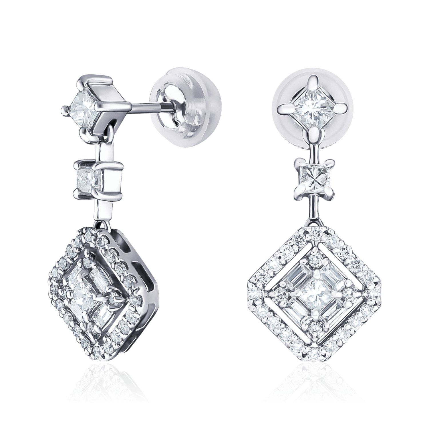 Серьги с бриллиантами из платины 900 пробы (арт. 133965)
