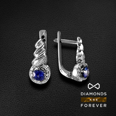 

Серьги с сапфиром, бриллиантами из белого золота 585 пробы