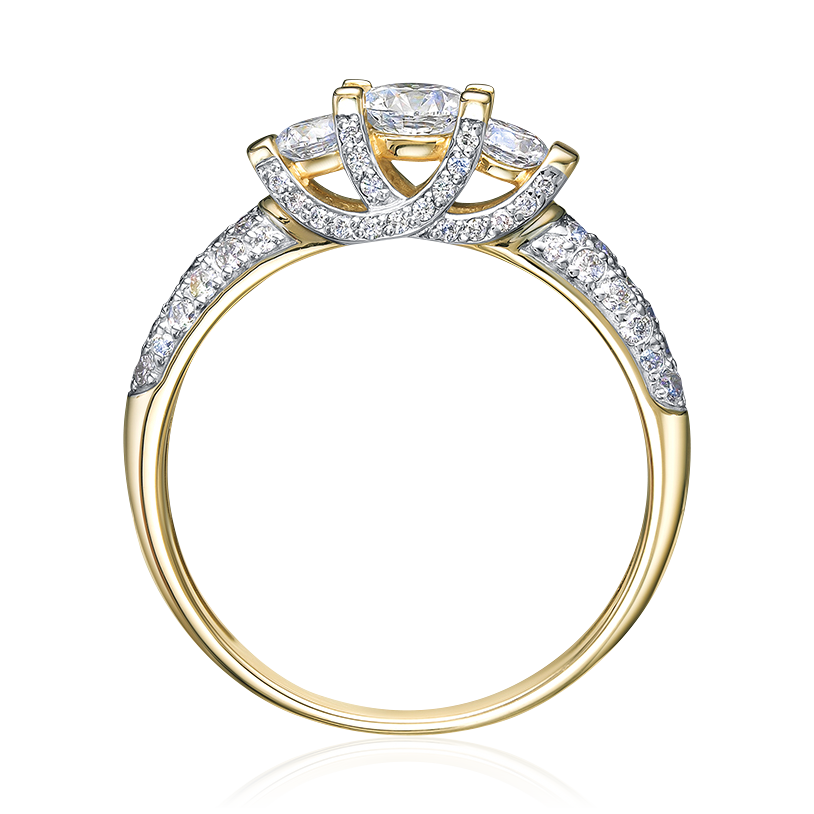 Кольцо с бриллиантами из комбинированного золота 585 пробы, фото № 2