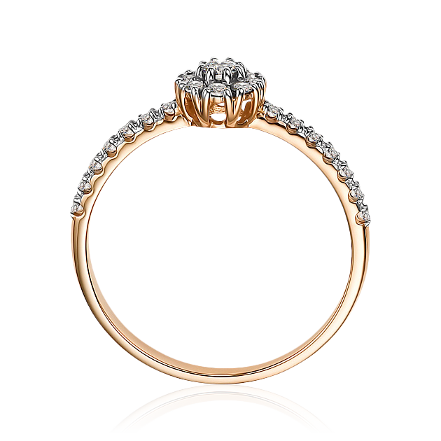 Кольцо с бриллиантами из красного золота 585 пробы, фото № 3
