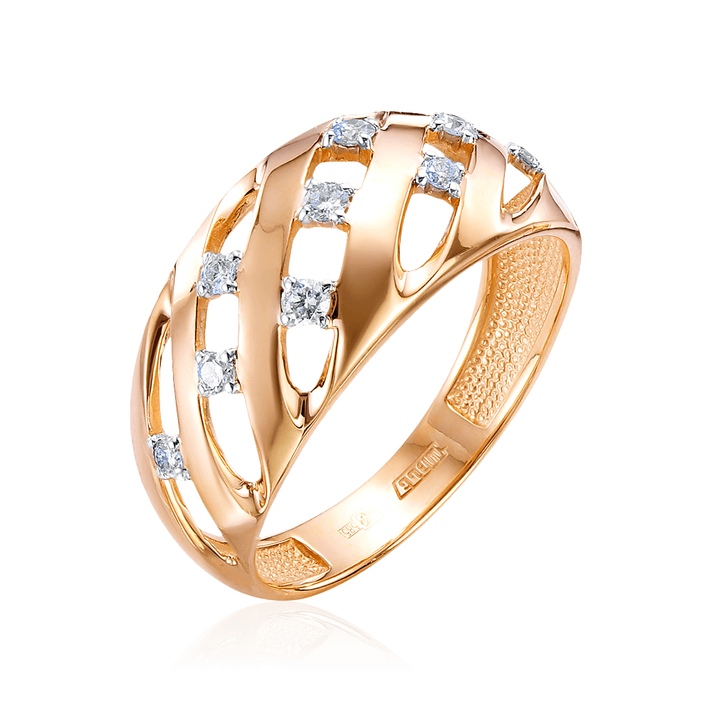 Кольцо с бриллиантами из комбинированного золота 585 пробы (арт. 102312)