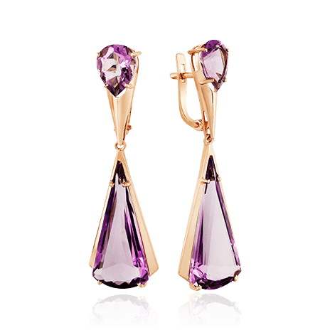Серьги с александритом из красного золота 585 пробы (арт. 88553)