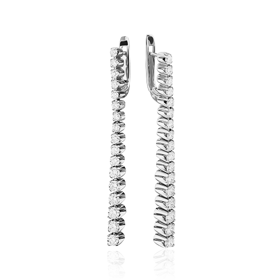 Серьги с бриллиантами из белого золота 585 пробы, фото № 1