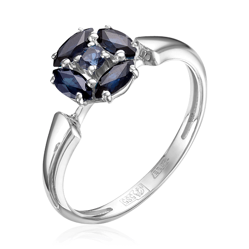 Кольцо с сапфиром из белого золота 585 пробы, фото № 1