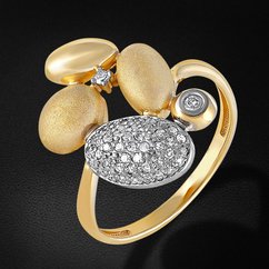 Кольцо с бриллиантами из желтого золота 585 пробы из коллекции Shape. Ювелирная геометрия (арт. 41424)