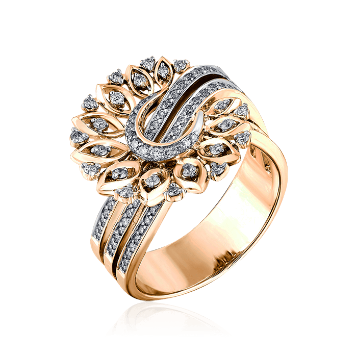 Кольцо с бриллиантами из желтого золота 585 (арт. 59624)