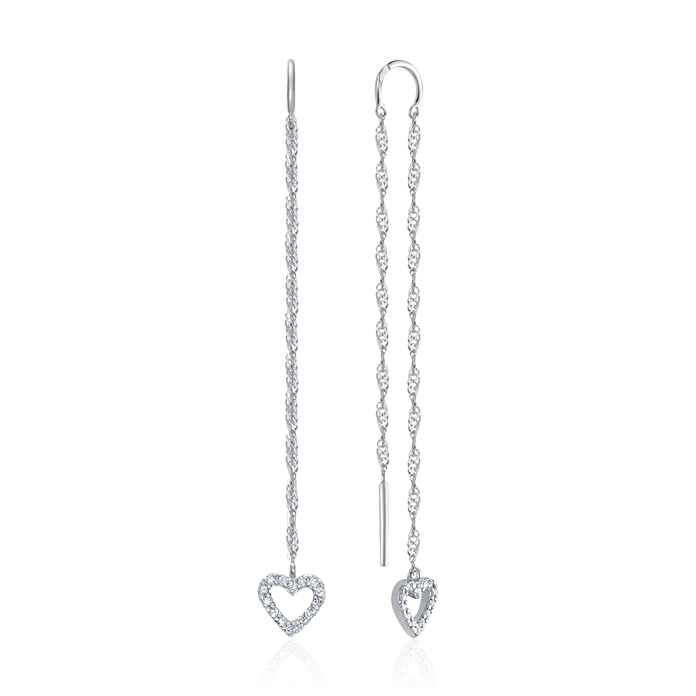Серьги с бриллиантами из белого золота 585 пробы (арт. 117400)