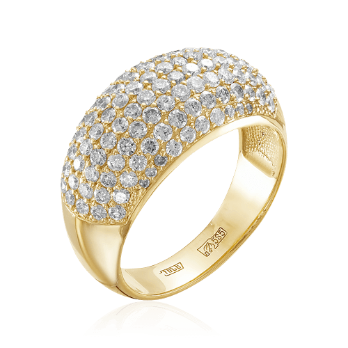 Кольцо с бриллиантами из желтого золота 585 (арт. 49090)