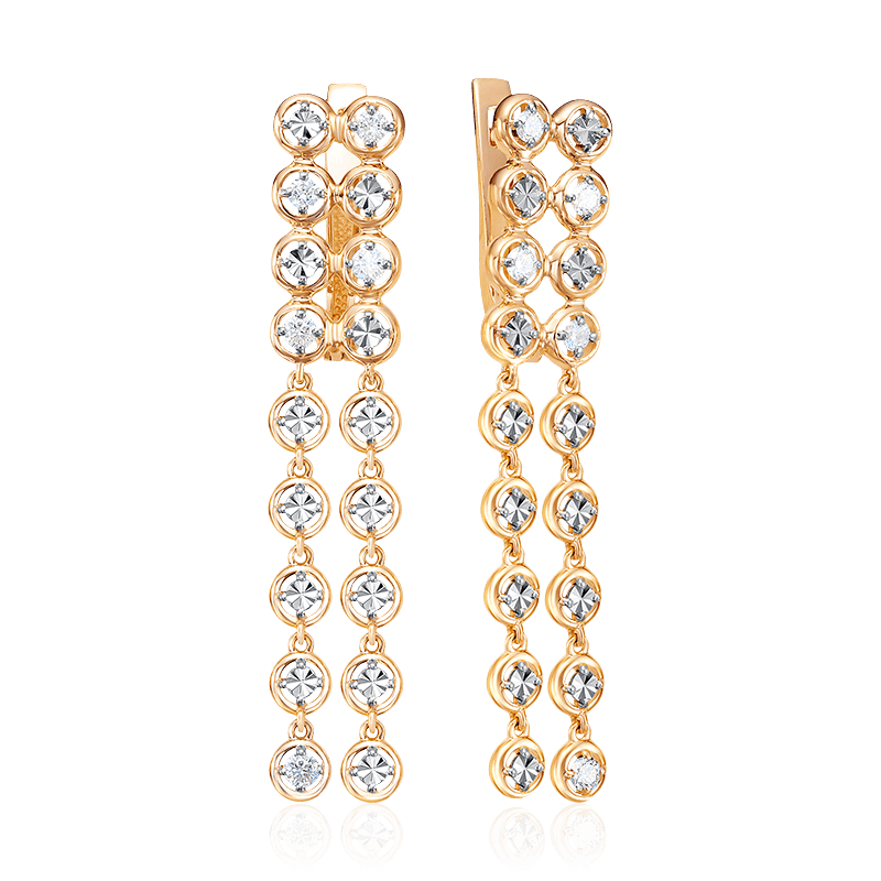 Серьги с бриллиантами из красного золота 585 пробы (арт. 118553)