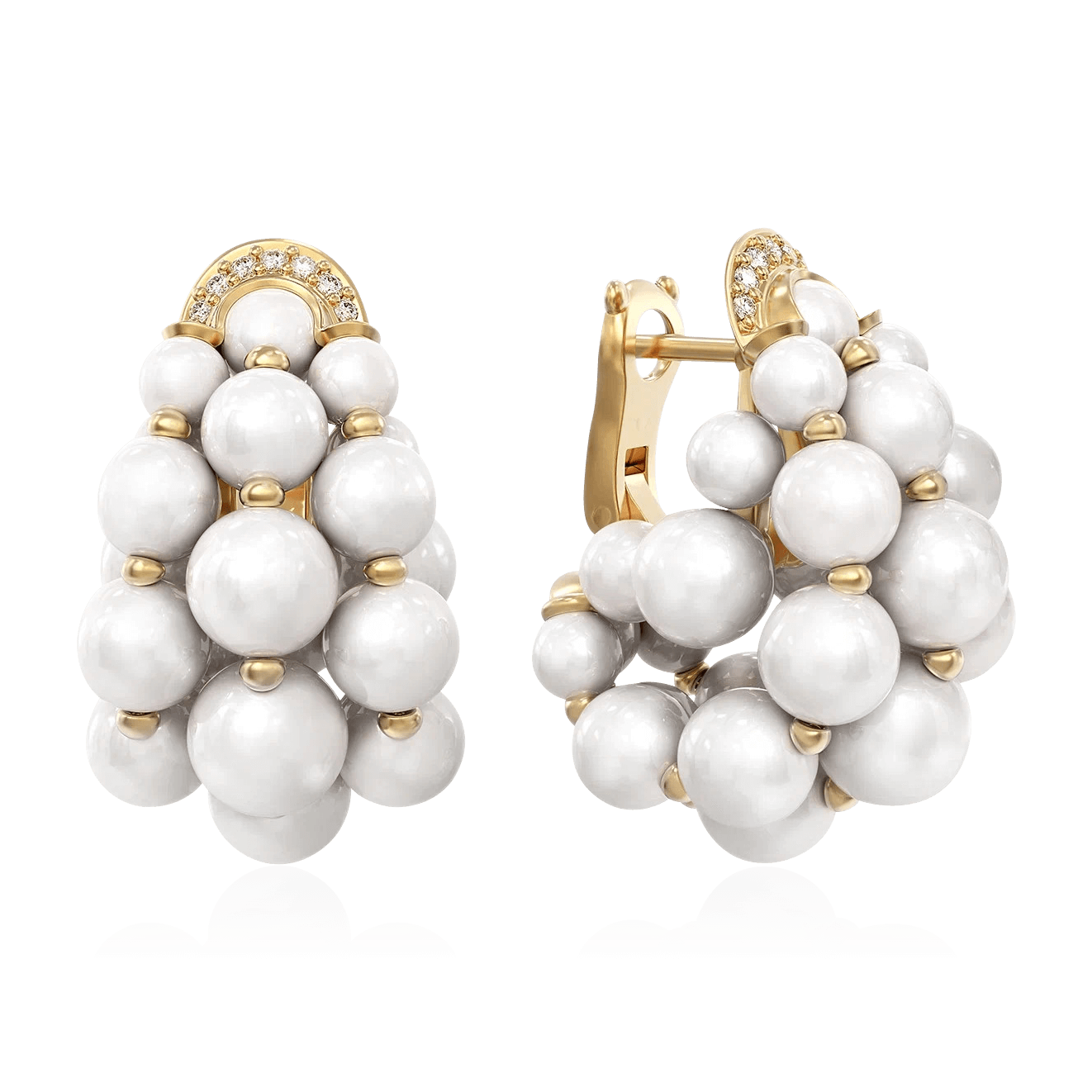 Серьги с бриллиантами, жемчугом из белого золота 585 пробы, фото № 1