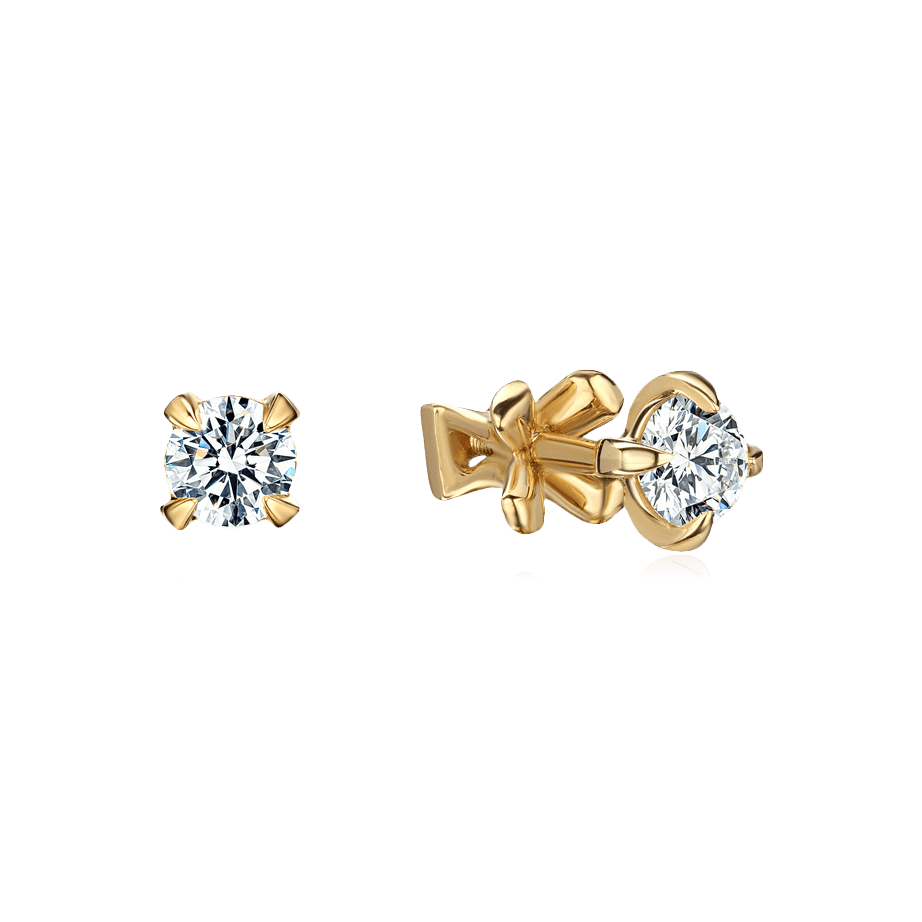 Серьги с бриллиантами из желтого золота 750 пробы (арт. 104389)