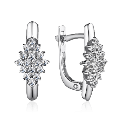Серьги с бриллиантами из белого золота 585 пробы, фото № 1