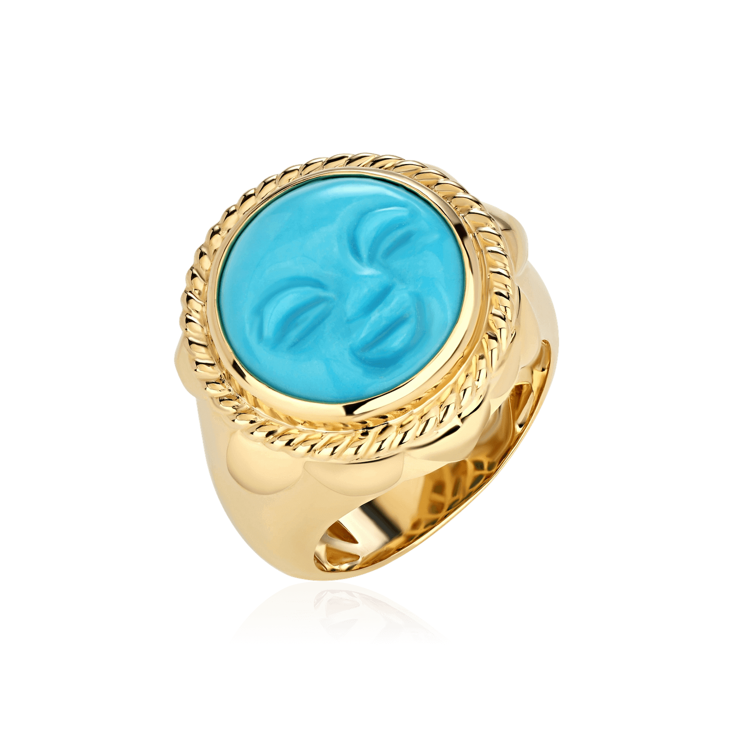 Кольцо с бирюзой из желтого золота 585 пробы (арт. 97968)