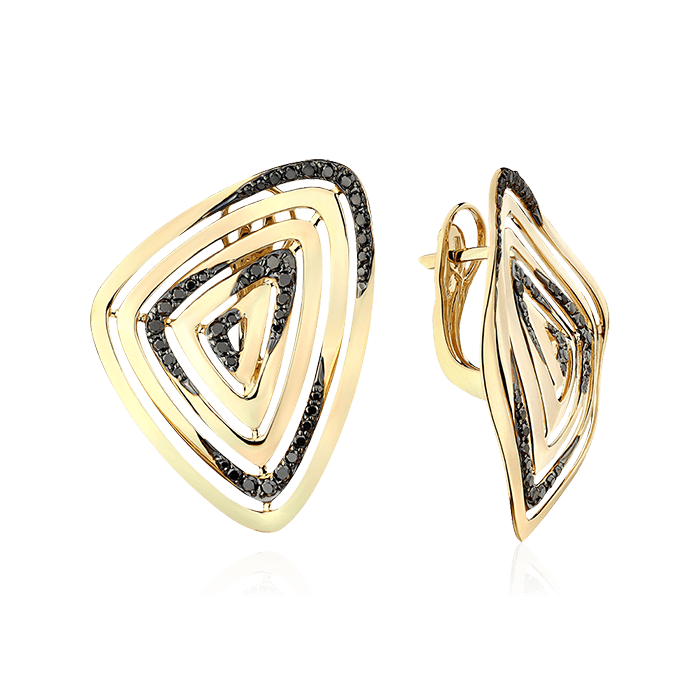Серьги с бриллиантами из желтого золота 585 пробы (арт. 81383)