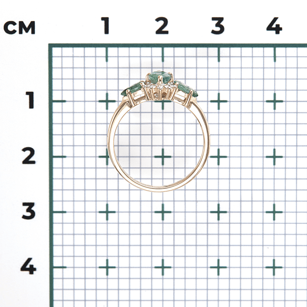 Кольцо с изумрудом, бриллиантами из красного золота 585 пробы, фото № 3