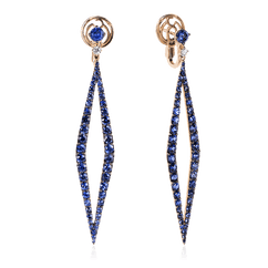 Серьги с сапфирами, бриллиантами из красного золота 750 пробы (арт. 51393)