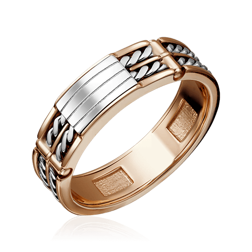 Мужское кольцо без вставок из комбинированного золота 585 пробы (арт. 83308)