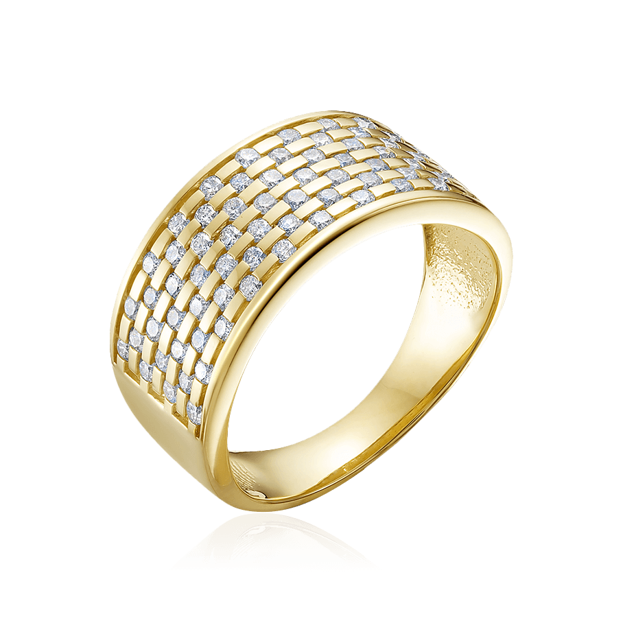 Кольцо с бриллиантами из желтого золота 585 пробы (арт. 101241)