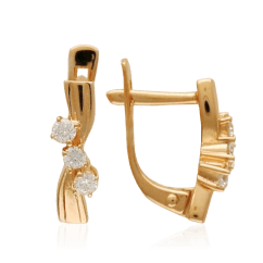Серьги с бриллиантами из красного золота 585 пробы (арт. 12686)
